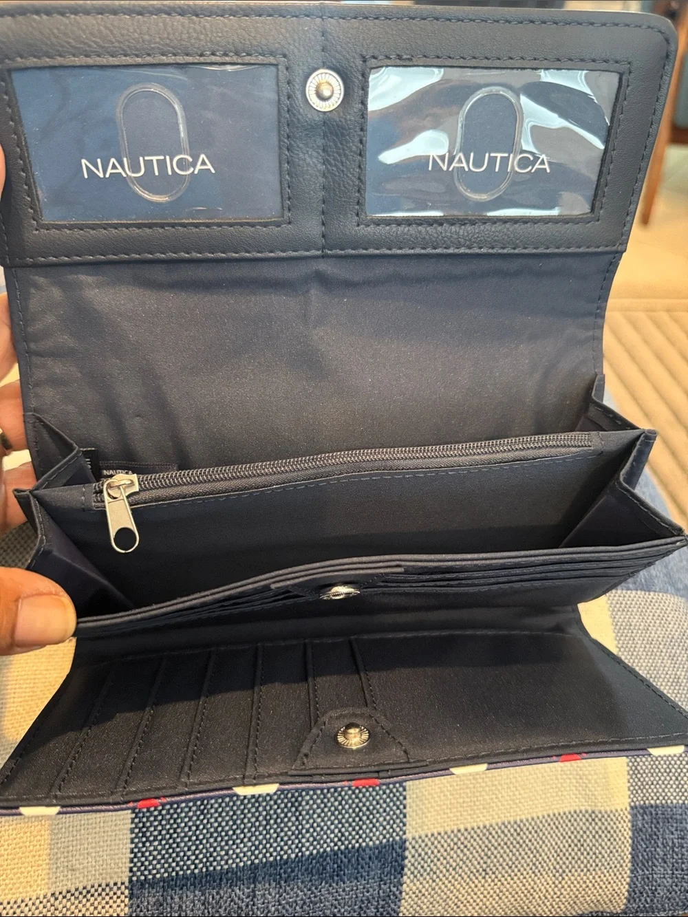 Nautica Navy, White & Red Men's Wallet with Geometric Print